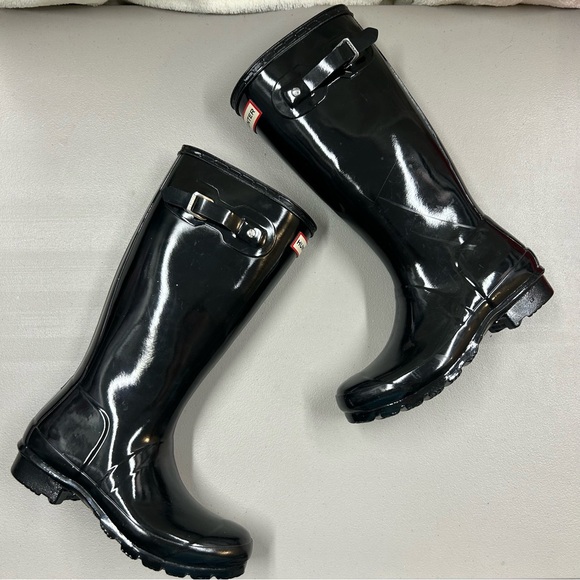 Hunter Black Tall Rain Boots Winter Snow Rubber Shoe Girls Size